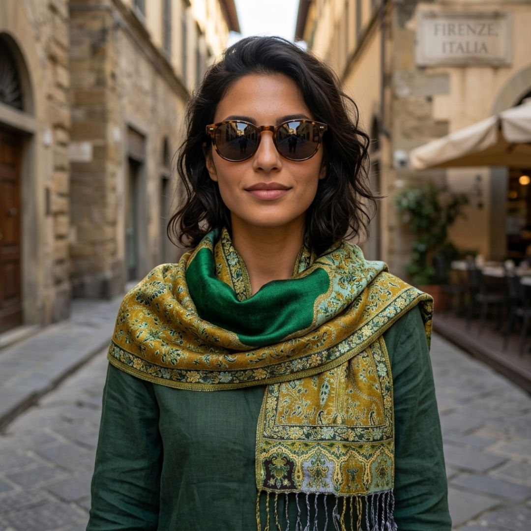 Mustard Green Viscose Neckscarf
